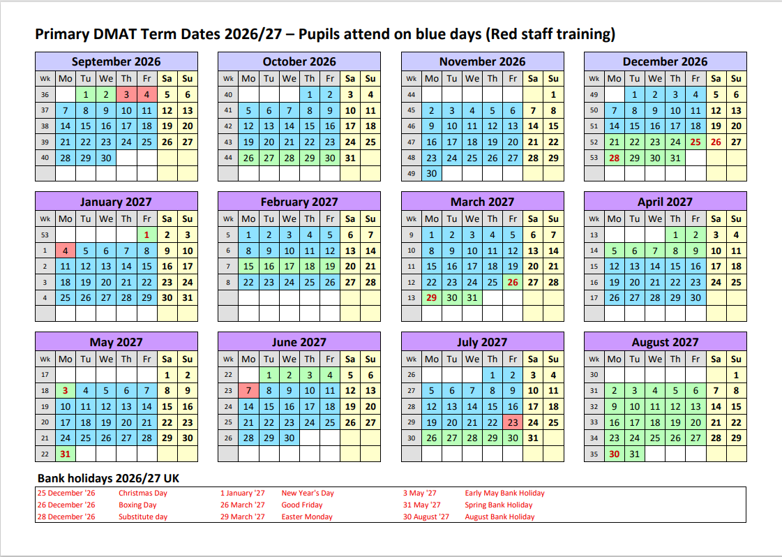 Chagford School Term Dates 2026 2027